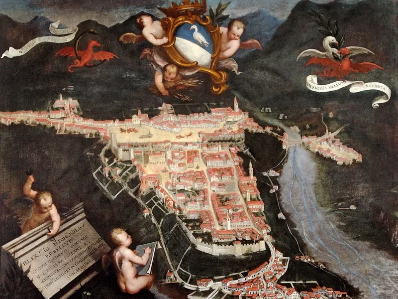 1619-Domenico Falce - Pianta prospettica della città di Belluno - Palazzo Pellegrini a S. Cecilia, Verona